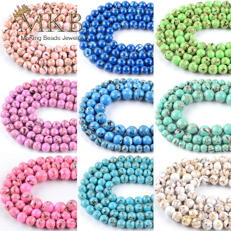 

Natural Stone Beads Assorted 4-12mm Howlite Shell Round Beads For Needlework Jewelry Making Handmade Jewellery Accessories 15"