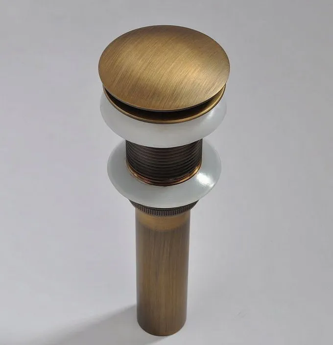 Antique Brass Large Round Cap Pop UP Bathroom Basin Sink Drain Without