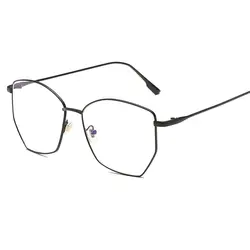 Модные многоугольные металлические оправа с прозрачными линзами очки помешанный ботаник очки Oversize круглые очки