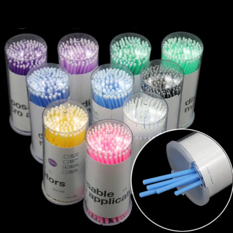 

500pcs Disposable MicroBrush Eyelashes Extension Individual Lash Removing Swab Micro Brush For permanent makeup microblading