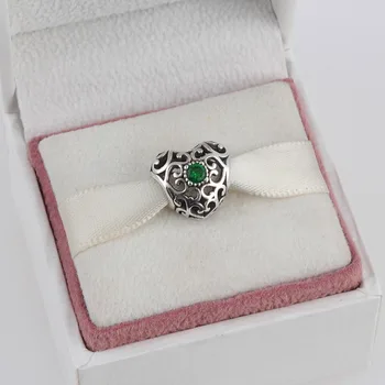 

May 925 Sterling Silver Heart Birthstone Charms Beads Fits Snake chain Charms Bracelet 12 Month Color Choose