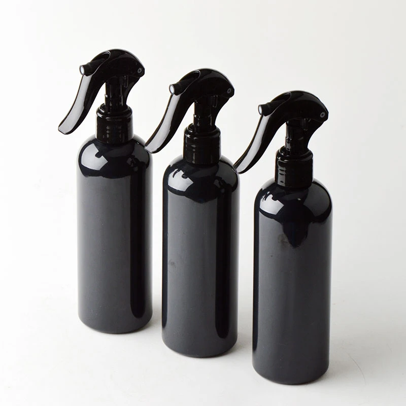18 шт./лот, 300 мл, черные пластиковые бутылки с распылителем тумана, шампунь, гель для душа, многоразовая бутылка, поддержка логотипа, печать