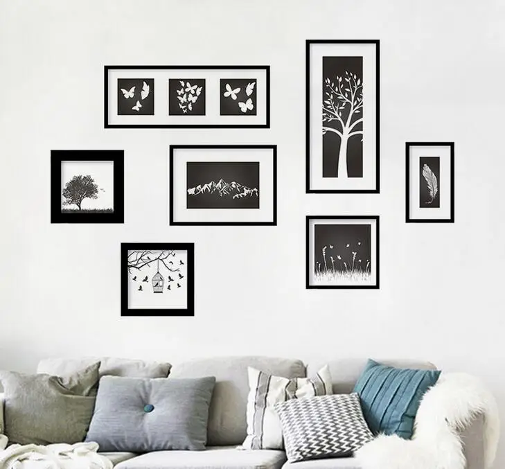 New black art frame large wall stickers home decor living room bedroom