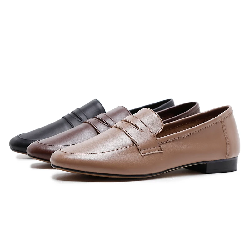 La Dames Femmes 2018 Wetkiss Sur Beige Glissement Véritable Appartements Printemps Brown Cuir Rond dark Couture noir Mode Bout Casual Chaussures Nouvelle Arrivée 0wOXkP8n