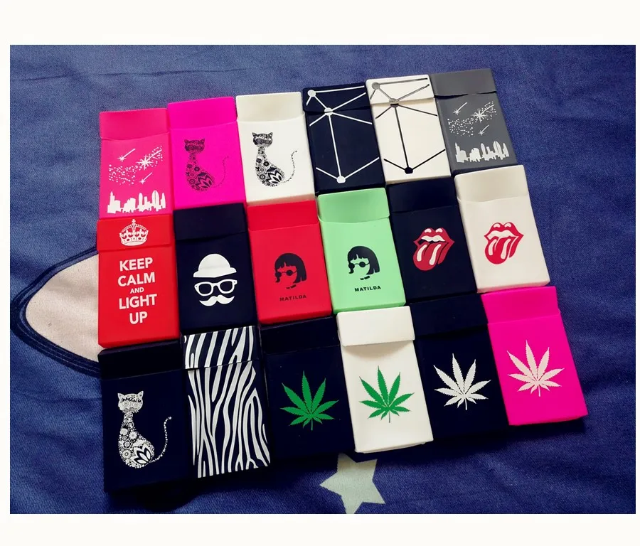 

100's Women's Cigarette Case Cover Urban Starry Sky Beard Rolling Stone Cigarette Box for Lady Smoking Girl Cat Cigarettes Pack