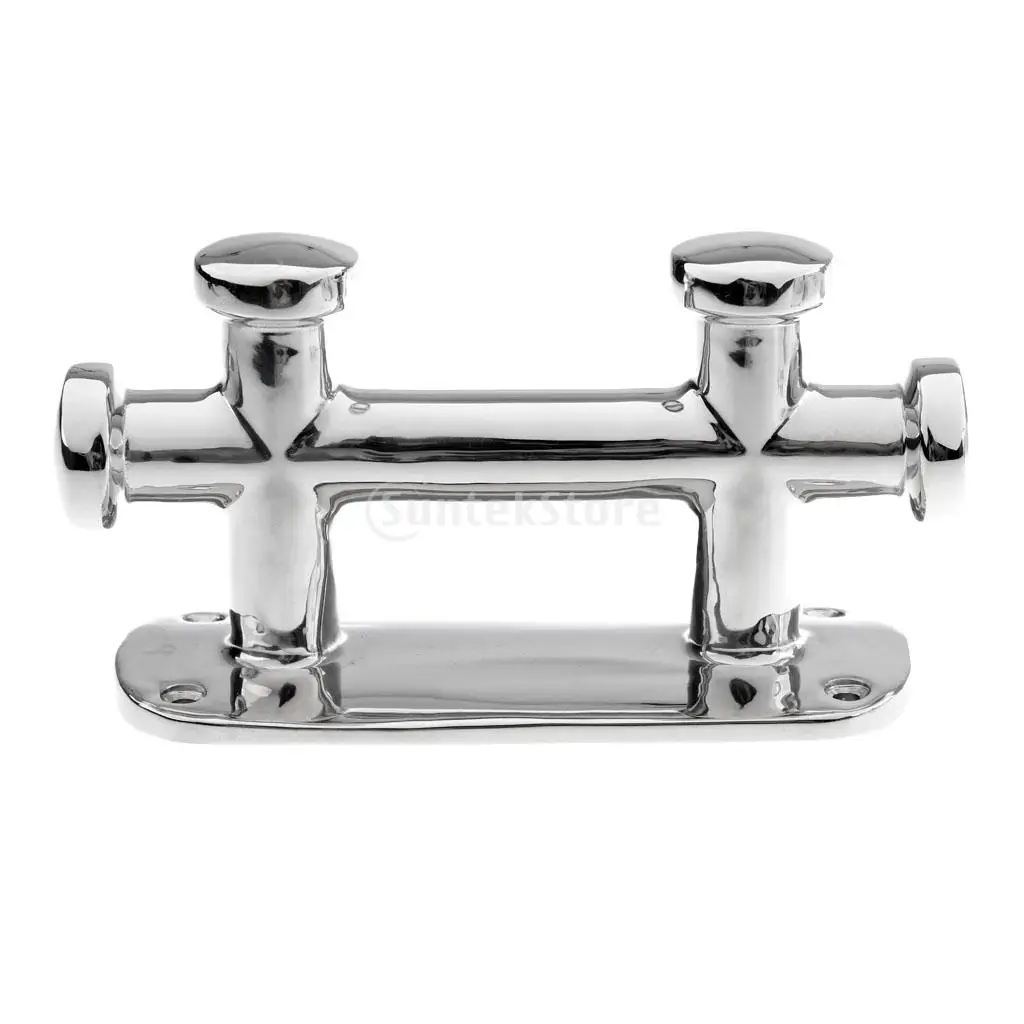 Heavy Duty Yacht Boat Double Cross Bollard Rope Post Cleat Deck Dock Mooring Hardware Polished Marine Grade 316 Stainless Steel