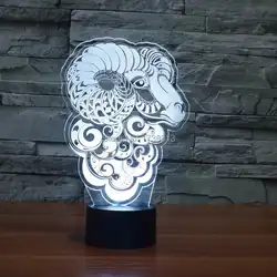 Прекрасный 3D Антилопа Форма Светодиодные ночники с Сенсор настольная лампа, как украшения дома огни и Освещение