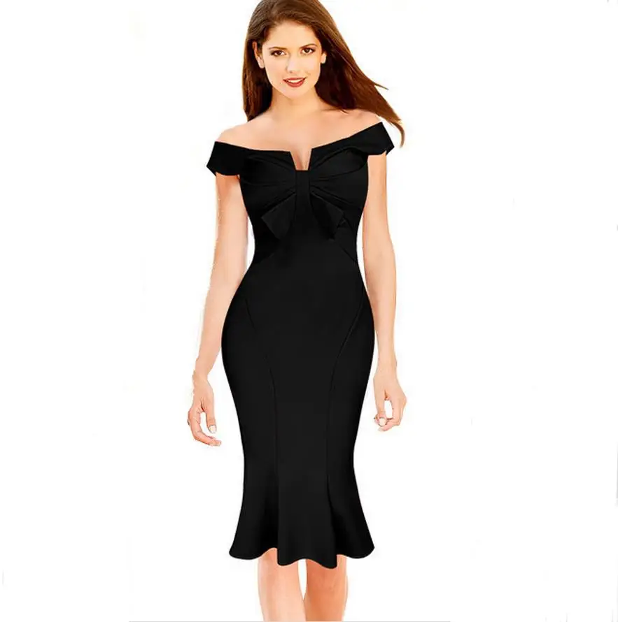 

Ladies Wave Fishtail Dress Waist Fishtail Dress Chest multi-fold Sexy Club Dres Women Fashion Sheath Elegant Business Dresses