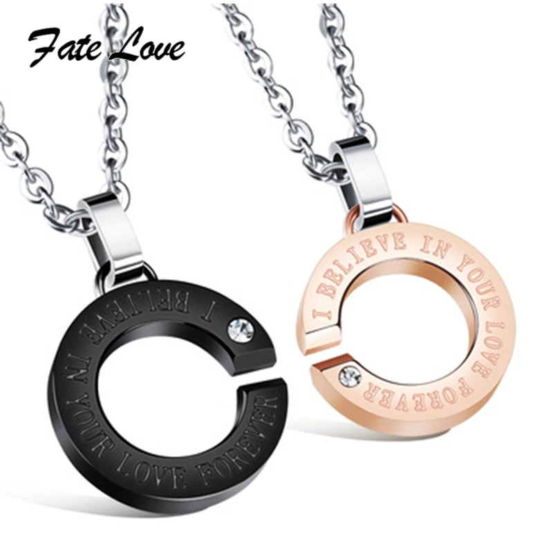 Fate Love Letter C Shaped Titanium Steel Lover's Pendant Romantic Black Gold Accessories For Gift Lovers | Украшения и