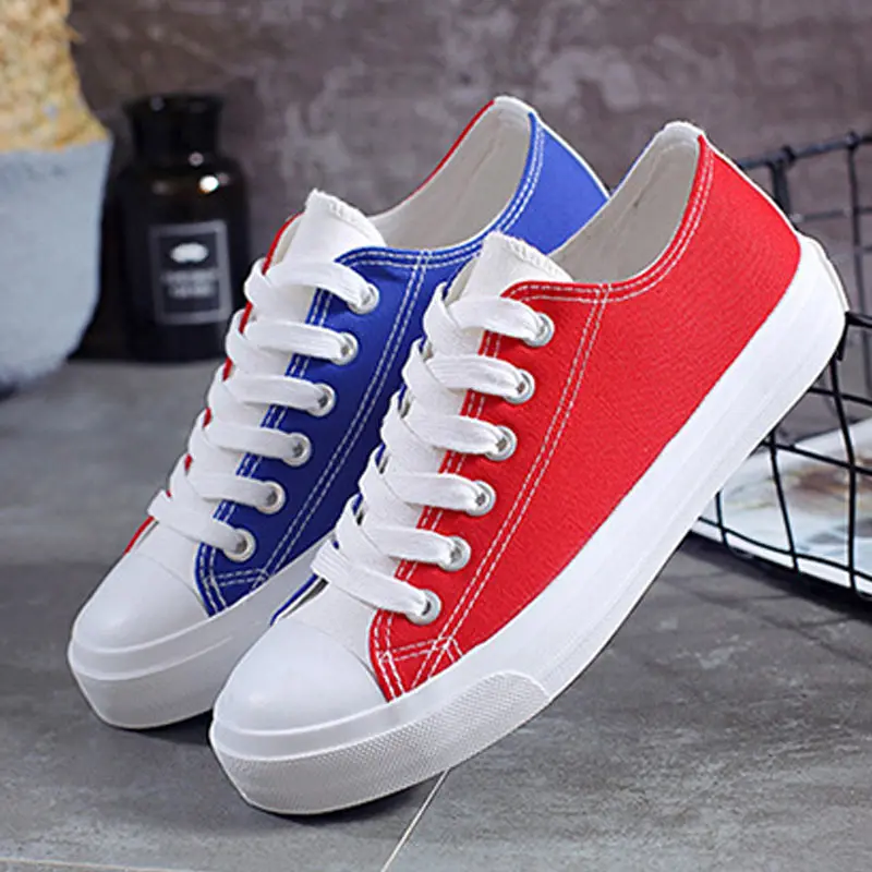 

Women Shoes New Arrival Women Sneakers Plus Size Women Vulcanized Shoes Mixed Colors Sewing Lace Up Shoes Women Basket Femme