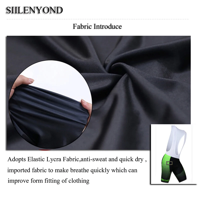 Siilenyond Men Summer bib Bike Shorts men 2019 Riding Bicycle Cycling Underwear Mens Short Pant Breathable Gel 3D Silicon Padded