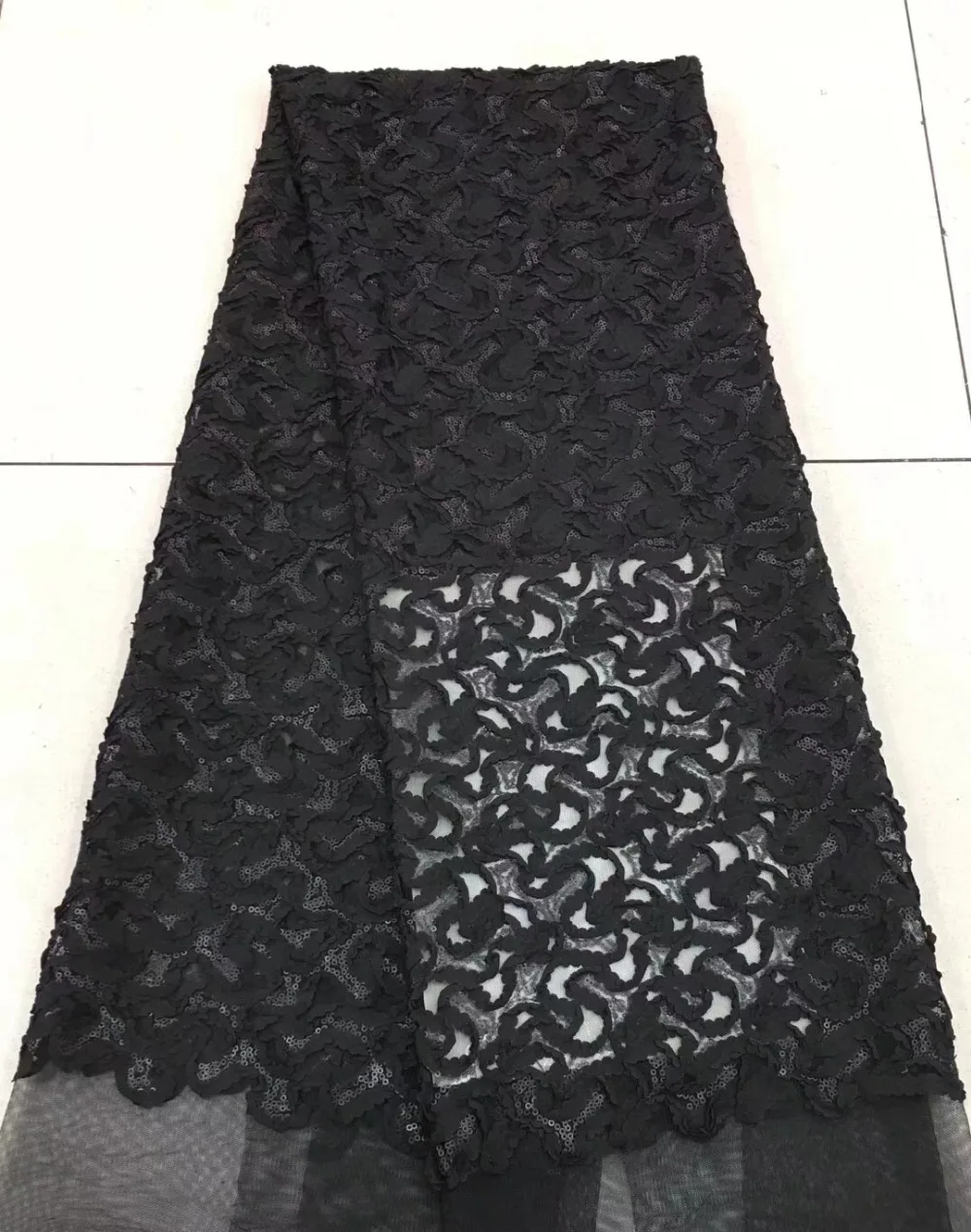 5 ярдов новая белая/черная последняя африканская кружевная ткань французская