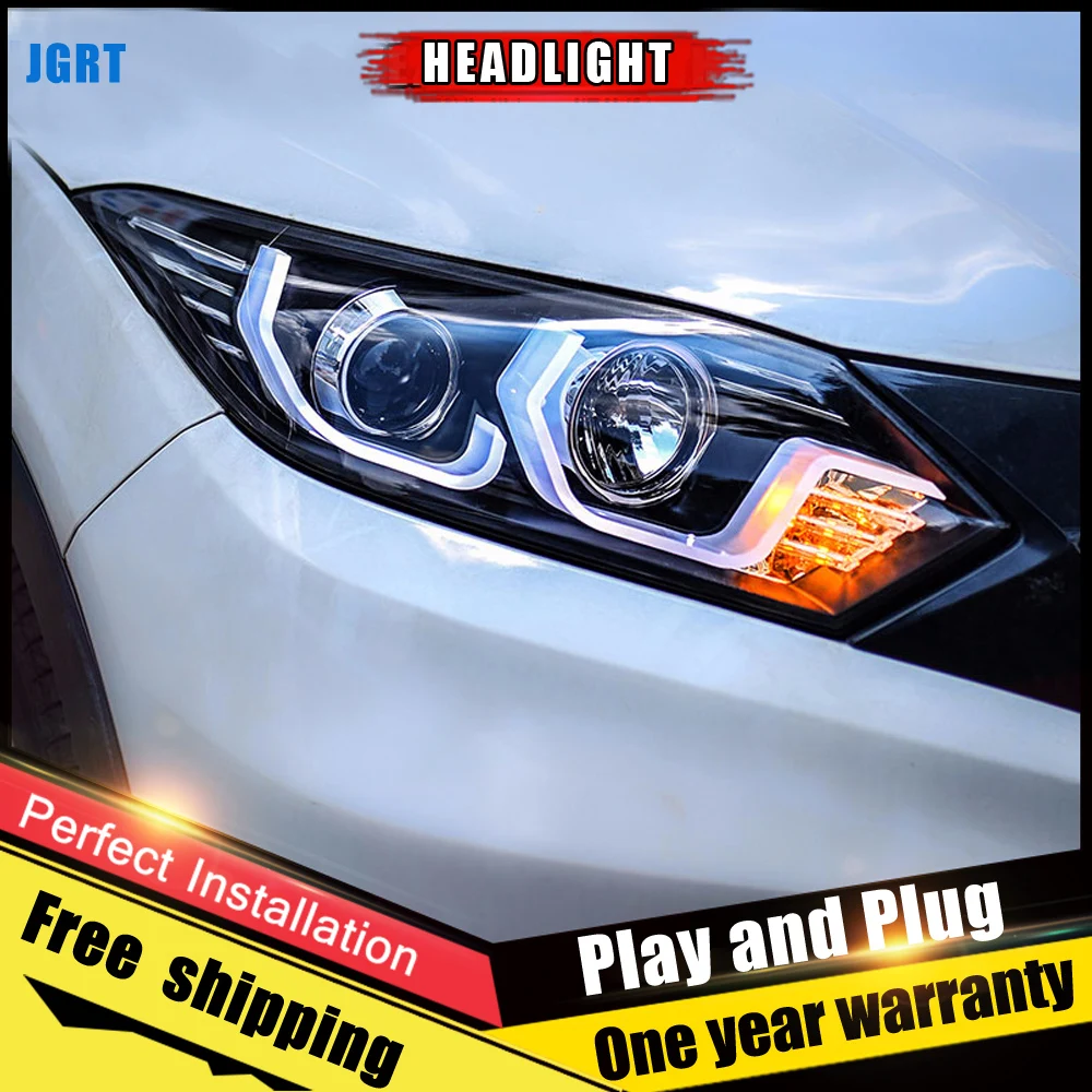 2 шт. автомобиль Стиль светодиодный фары для Honda VEZEL 2015-2016 налобный фонарь объектив