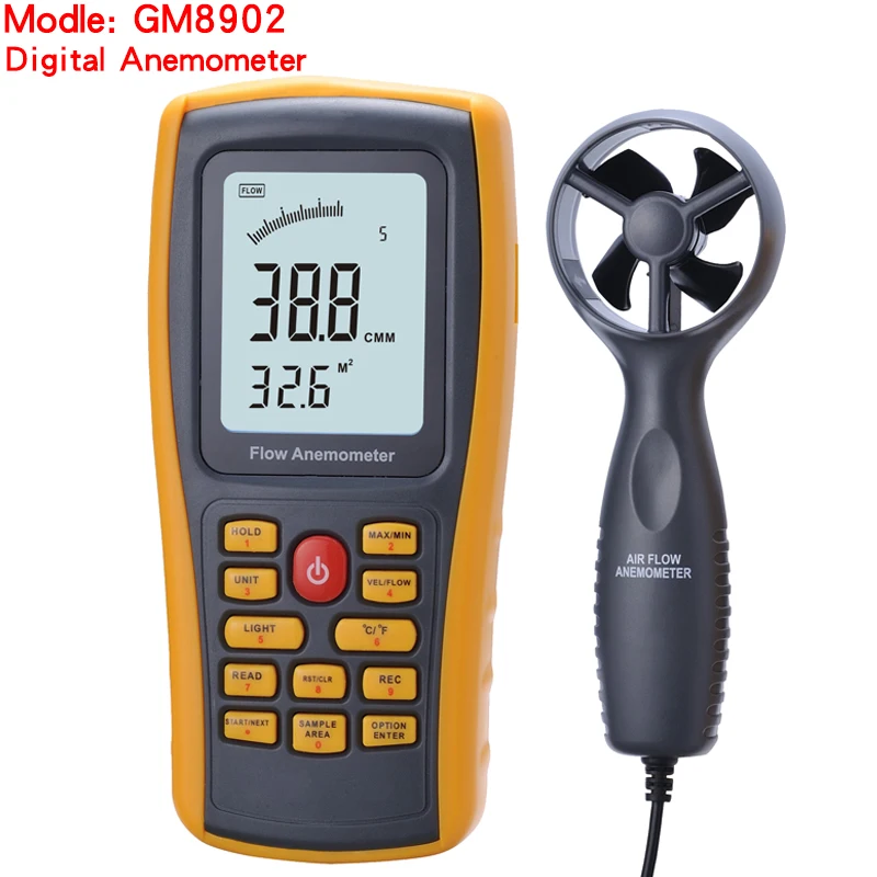 Измеритель скорости ветра GM8902, анемометр, скорость потока ветра, измеритель температуры, цифровой Ручной измерительный прибор, высокое качество