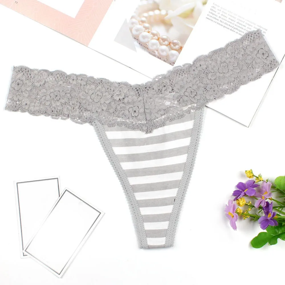 Женские кружевные трусики в полоску танга с принтом женское нижнее белье 0