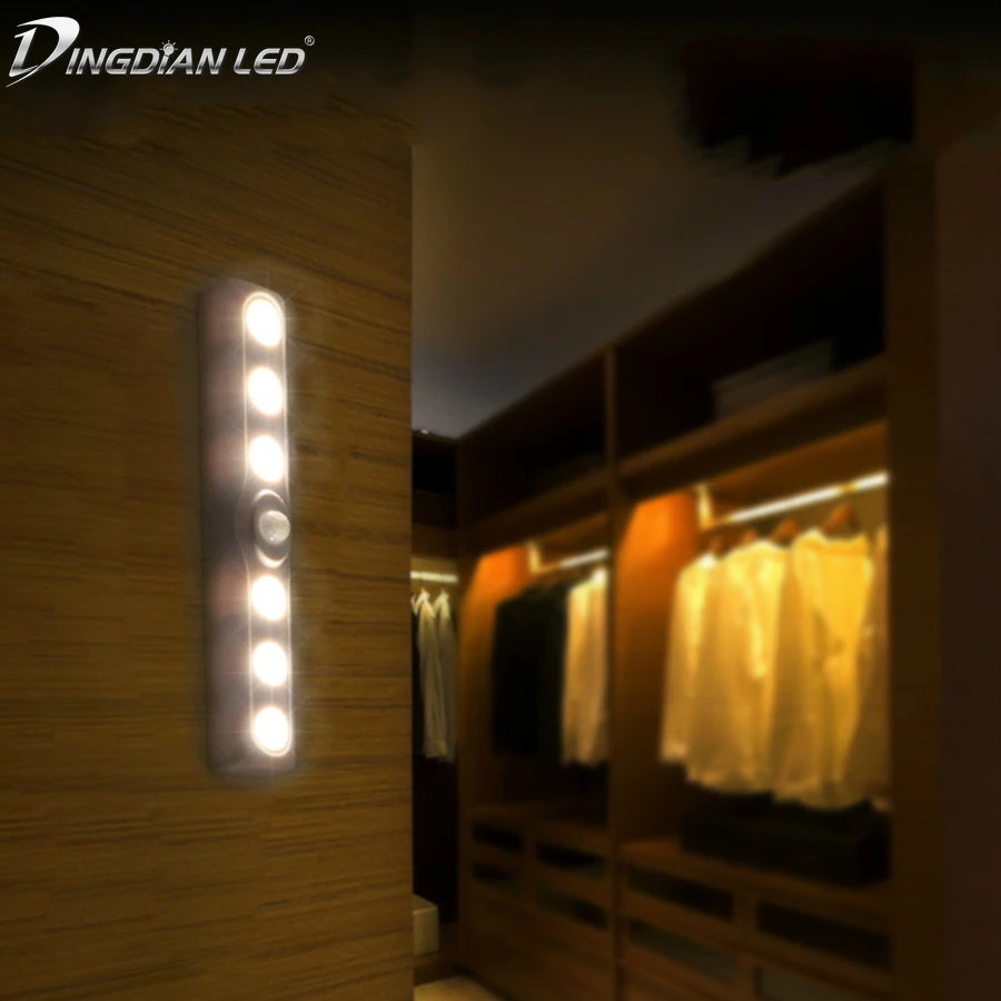 

LED Under Cabinet Light PIR Motion Body Sensor Camping Lamp AAA*3 Battery DC4.5V Wardrobe Cupboard Closet Kitchen Night Light