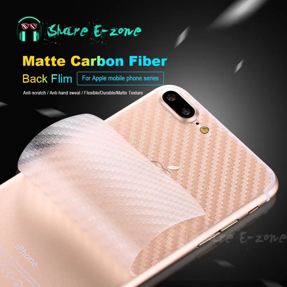 

Shareezone Carbon Fiber 3D Soft Film For iPhone X 10 6 6 Plus Films Clear Scratch Protection Back Film For iPhone 7 7 8 Plus