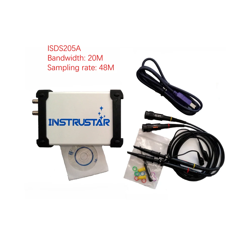 

INSTRUSTAR ISDS205A 3 in 1 Digital Oscilloscope Dual-Channel 20MHz 48M PC Virtual Oscilloscope+Spectrum Analyzer+Data Recorder