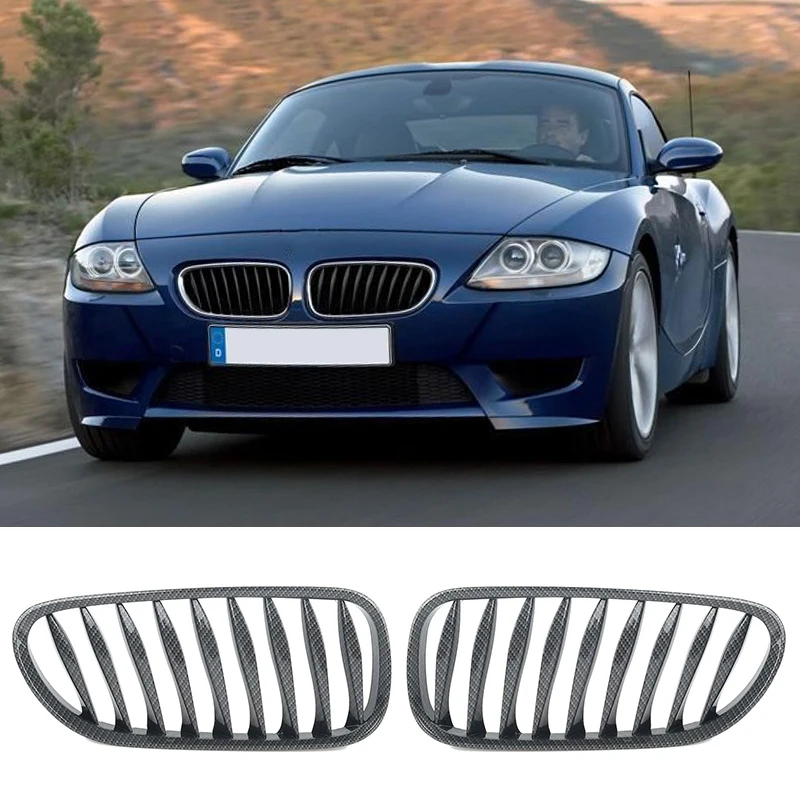 2 шт. передняя решетка двойной планка углерода/хром/матовый черный/глянцевый черный выглядеть гриль для BMW Z4 E85 03-07 стайлинга автомобилей