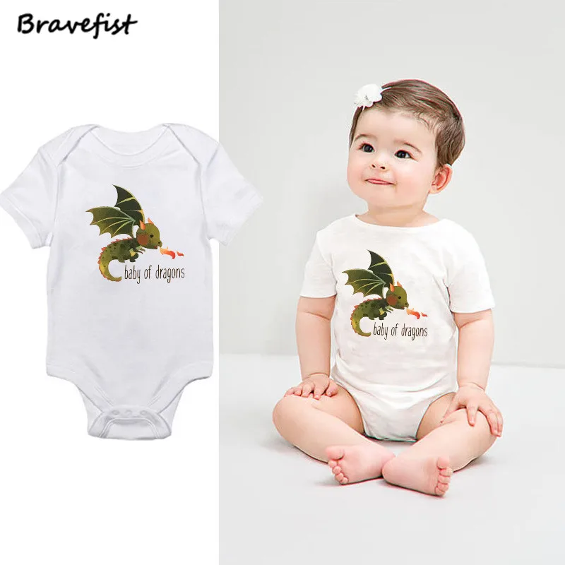 

Lovely Newborn Bodysuits Cotton Short Sleeve Baby Boys Girls Summer Clothing Infant Jumpsuits Baby Of Dragons Letters Outfits