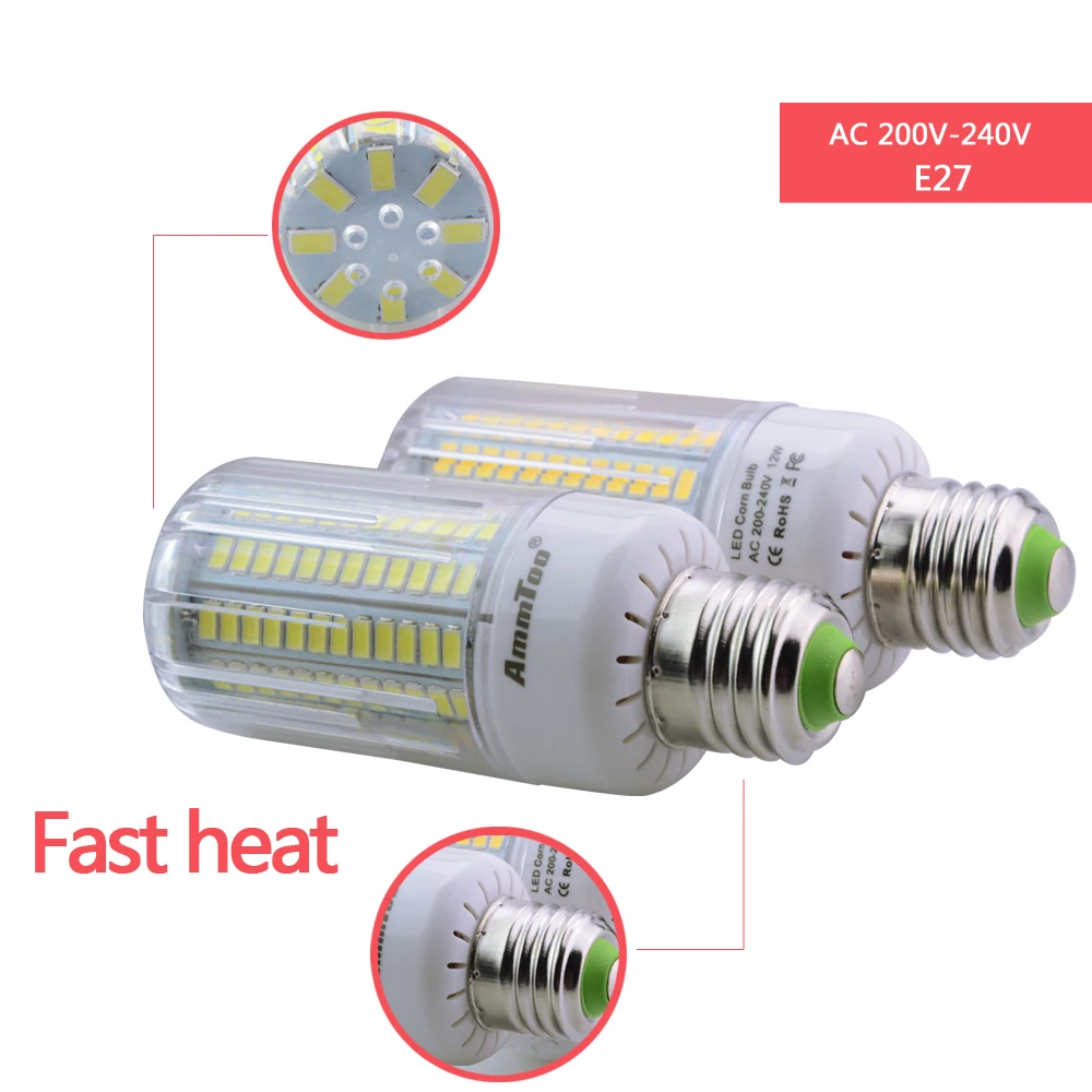 5736 SMD более яркий, чем 5730 5733 светодиодный светильник 3 Вт 5 Вт 7 Вт 9 Вт 12 Вт 15 Вт 200 в 220 в E27 Светодиодный светильник кукурузная лампа белый/теплый белый/холодный белый