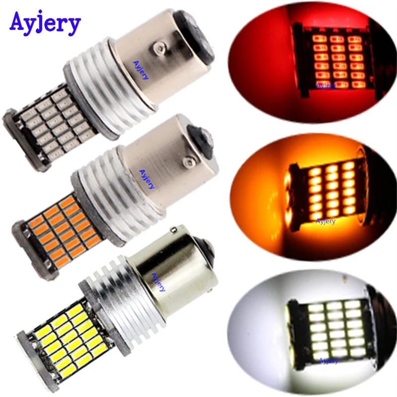 AYJERY 50 шт в наборе 12V 1156 BA15S 1157 BAY15D 4014 45 SMD Автомобильный светодиодный сигнальная
