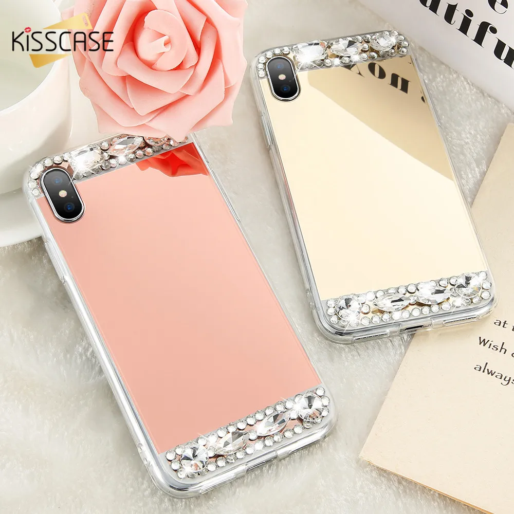 KISSCASE прозрачный с украшениями алмазный зеркальный чехол для iPhone 6 S 5s 5 SE Plus