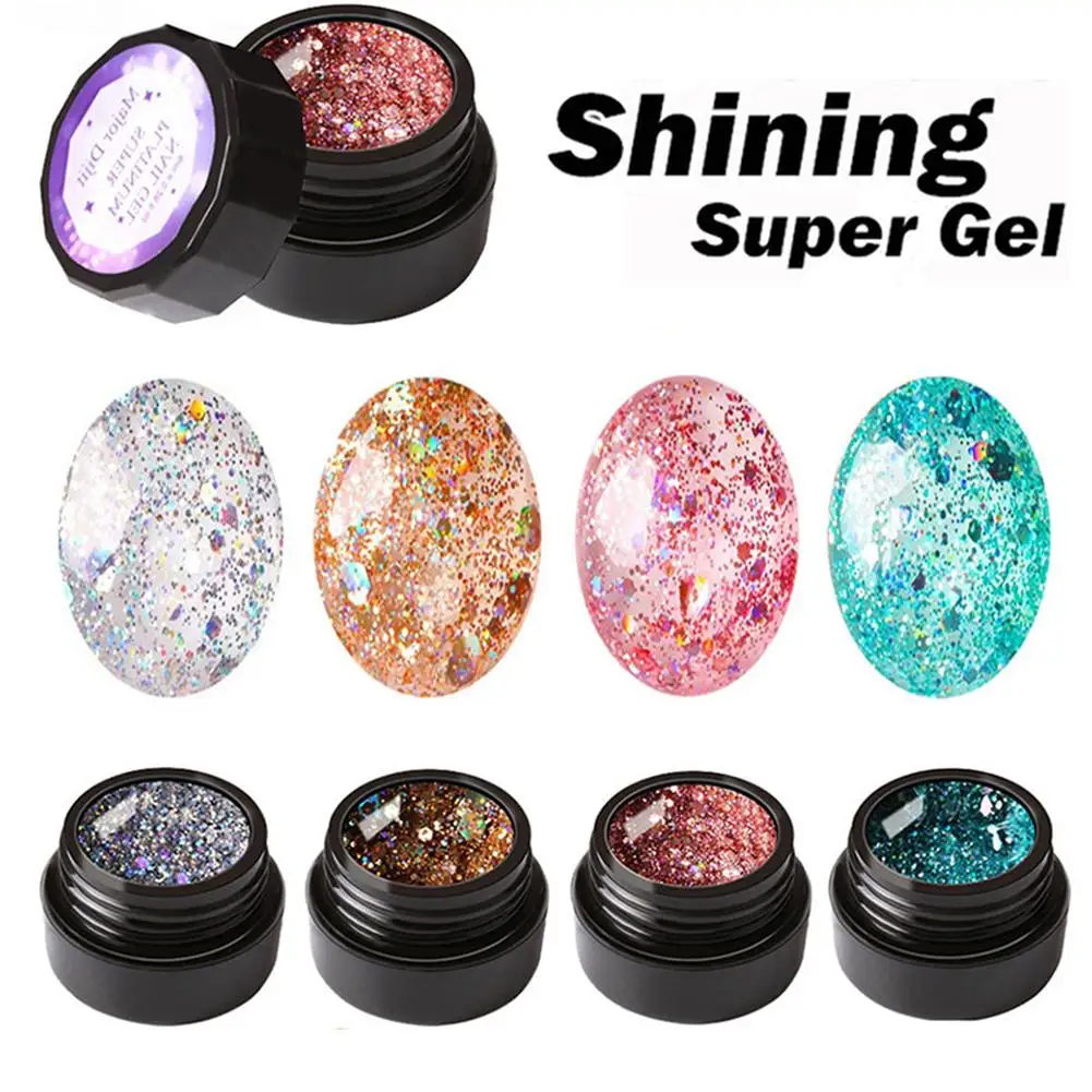 

Major Dijit Glitter Shining Gel Polish Long Lasting Soak Off Nail Varnish Base 4 colors Shining
