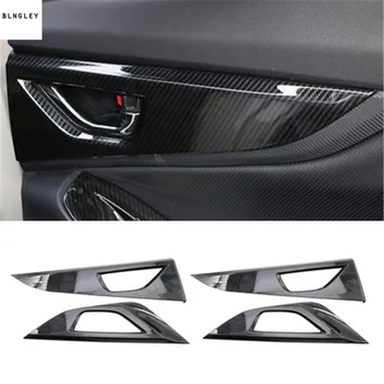 

4pcs/lot ABS Carbon fiber grain Interior door shake handshandle decoration cover for 2018 Subaru XV car accessories