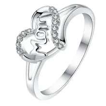 Regalo Para La Madre de la Forma Del Corazón de Ley 925 Anillo de Plata Exquisita Banda AAA CZ Joyería de Moda Envío Gratis