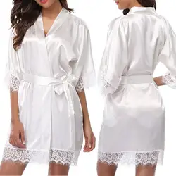 Сексуальная Домашняя одежда женские ночные рубашки Новая мода плюс размер ночная рубашка Дамская кружевная одежда для сна шелковое Ночное