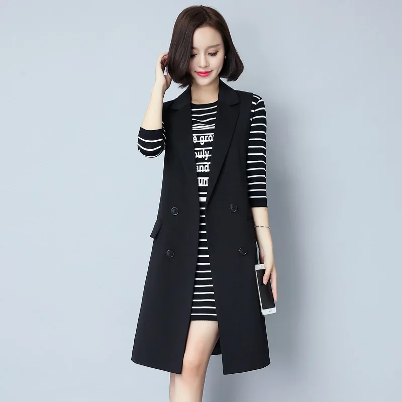 

Long vest for women female business office wear clothing waistcoat ladies long vest female sleeveless jacket women DD1749