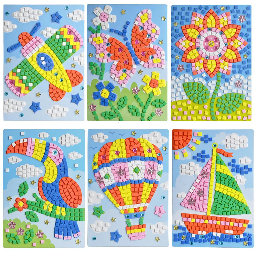 

DIY Cartoon Animal Flower Boat 3D EVA Foam Mosaic StickerArt Cartoon Crystal Puzzle Sticker Creative Educational Toys For Kids