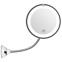 Вращающееся на 360 градусов увеличительное зеркало для макияжа круглой формы с светодиодный светильник для настольной столешницы косметическое зеркало для ванной комнаты