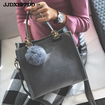 

Women Handbag PU Leather Cute Messenger Shoulder Bags With Ball Toy Bolsa Feminine Female Party Shopping Handbags