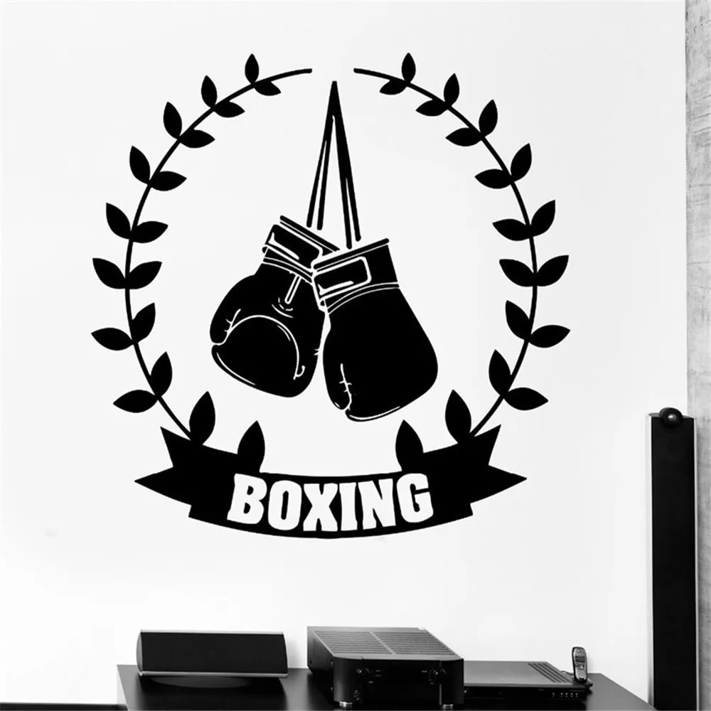 

New Wall Sticker Sport Boxing Gloves Box Champion Martial Arts Diy Wall Decals Vinyl Stickers Home Decor