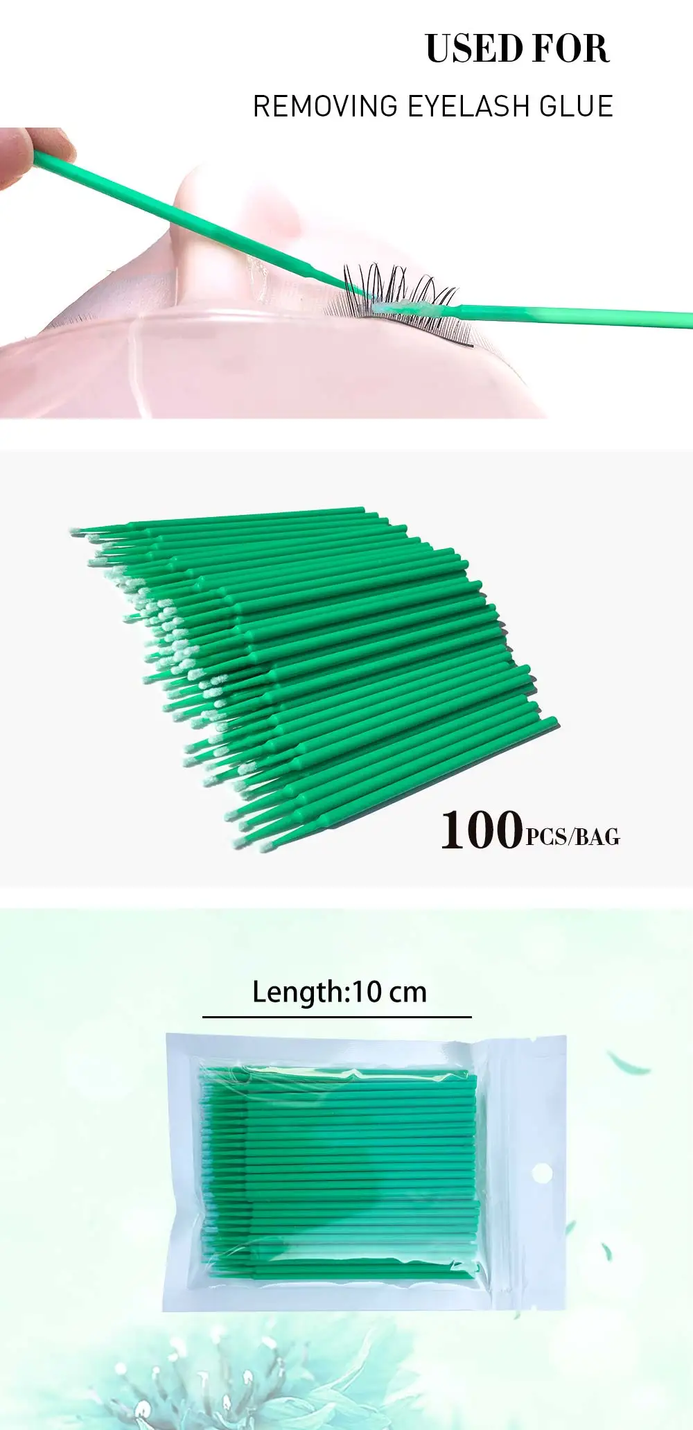 Микро прочный одноразовый наращивание ресниц отдельные накладные ресницы Аппликаторы тушь для ресниц кисти клей для ресниц инструмент для очистки 100 шт