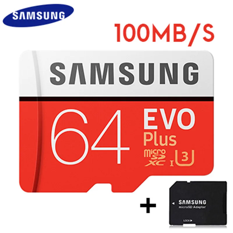 SAMSUNG 64 ГБ, Micro SD карта, Водонепроницаемый EVO Micro SDXC 64 ГБ флэш-карты высокой Скорость 100 МБ/с. SD to Cart Class10 SD слот для карт памяти - Емкость: 64 ГБ