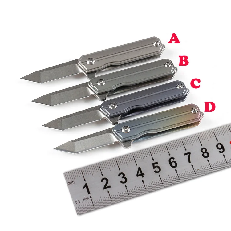 

Freewolf Mini Flipper Folding Knife D2 Tanto Satin Blade CNC TC4 Titanium Alloy Handle With Necklace Chain H01131