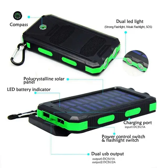 Solar Power Bank 30000mAh For Xiaomi External Battery Charger Mobile Phone Charging Flashlight Waterproof portable PowerBank 5