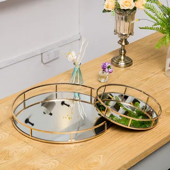 

Tray Simple Home Decoration Ornaments Metal Mirror Tray Storage Tray