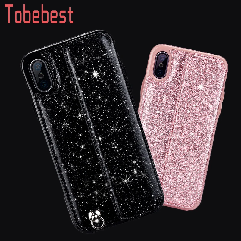 

Luxury Glitter Leather case for iPhone X 6 6s 7 8 Plus XS Max XR 5S SE Fashion Bling Cute Pink Cover for For iPhone XS Max XR