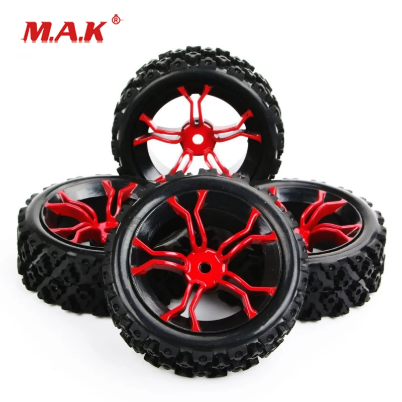 RC 1:10 Buggy Neumáticos De Goma Y Llanta De 5 Radios – Hexágono De 12 Mm, Juego De 4 Para Coches Todoterreno