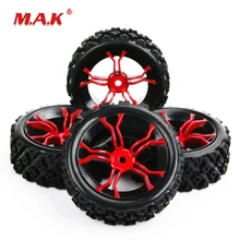 4 pçs/set 1/10 escala rally pneus & aro da roda com 6mm offset e 12mm hex ajuste hsp hpi rc 1:10 fora de estrada acessórios do carro