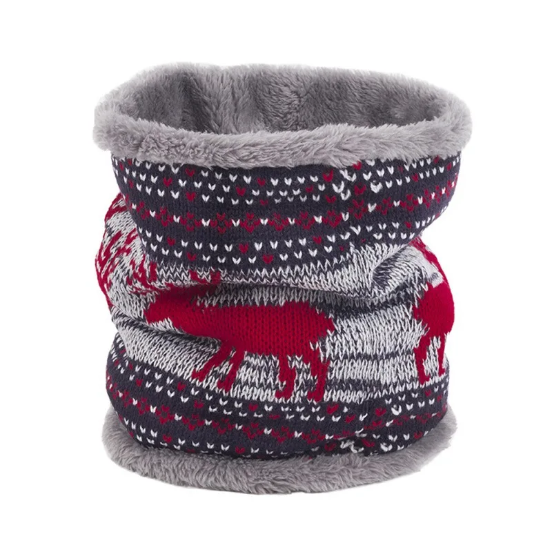 

Warm Ring Scarves Christmas Printed Knitted Scarves Fleece Unisex Winter One-Circle Men Women Female Elastic Knit Neck Warmers