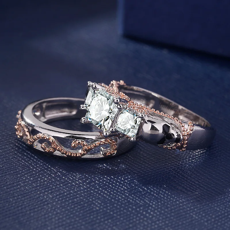 ERLUER Готический Череп полый стиль круглый палец серебро розовое золото цвет Кристалл CZ Двойные кольца для женщин модные ювелирные изделия подарок кольцо