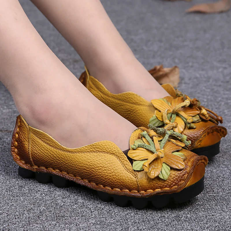

Sweet ladies shoes flat shoes women 2019 new arrival genuine leather sapatos mulher flower spring shoes big size 35-42