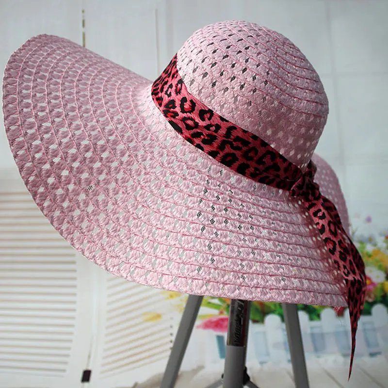 Пляжные кепки Открытый Прогулки походы кепки козырек из путешествия спортивная шляпа Ms. Весна Лето Осень полые лук соломенные шляпы - Цвет: Pink