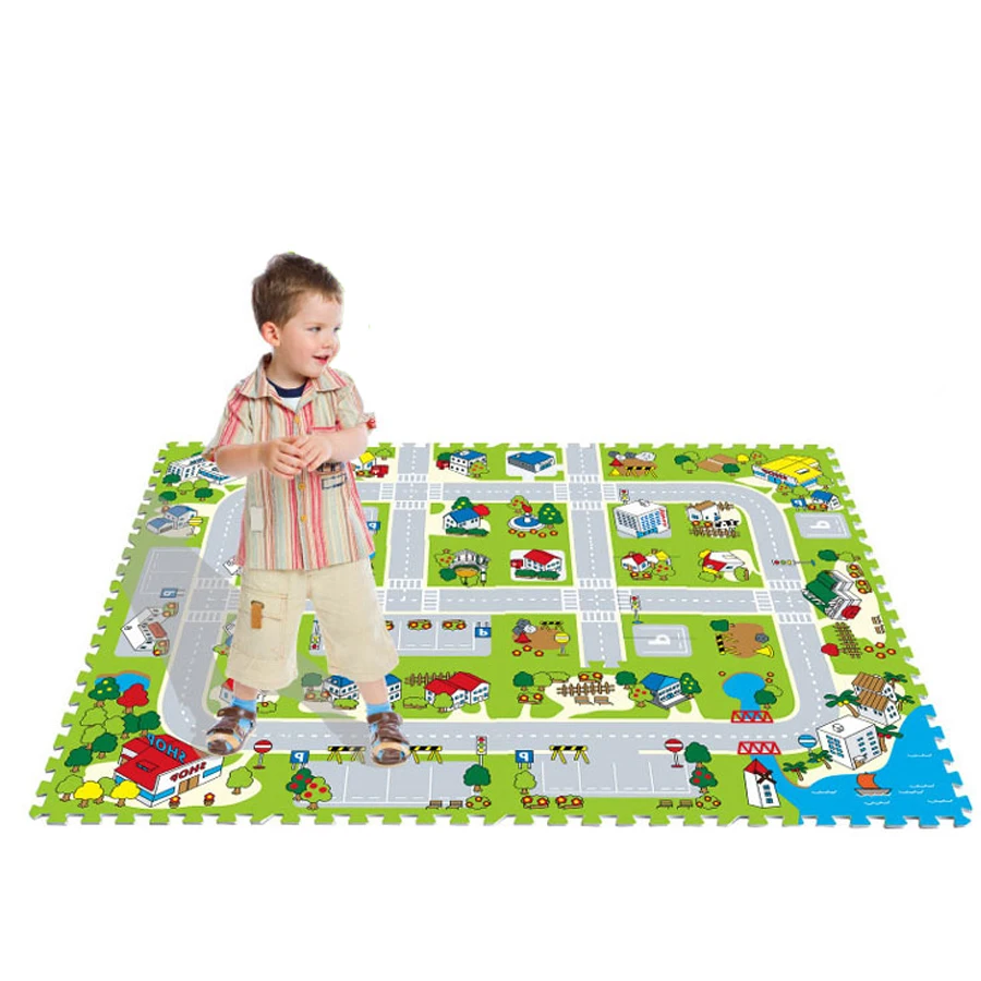 City Road Traffic Baby EVA Foam Carpet Puzzle Crawling Rugs Car Track