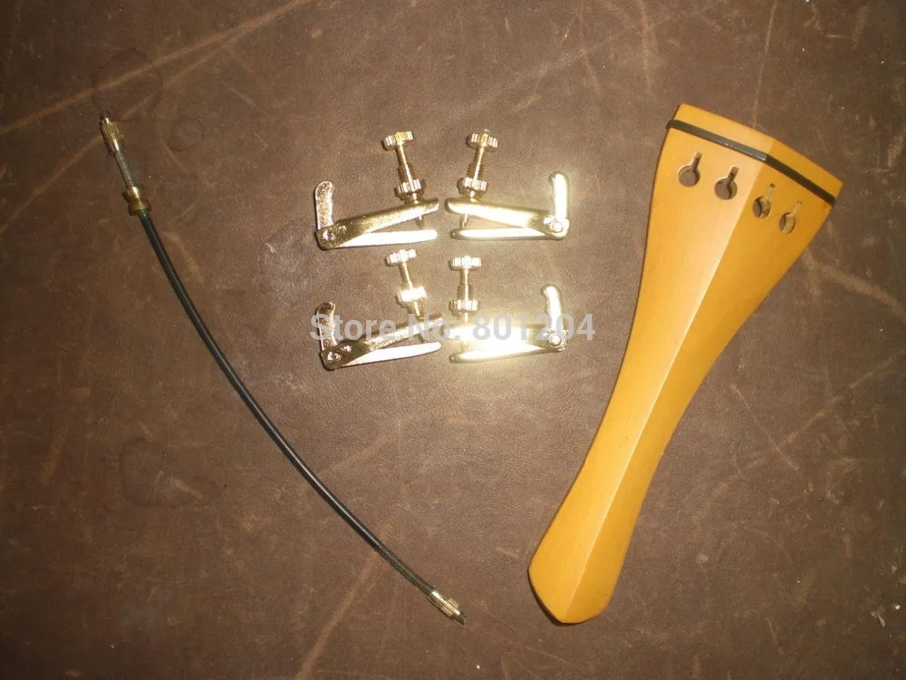 

1 PC BOXWOOD Violin tail piece 4/4 with GOLD COLOR Fine tuners and tail gut